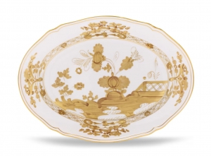 Ginori Oriente Italiano Aurum Oval Flat Platter - 13.5"